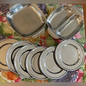 Silver Plated Relish Dishes with 7 serving plates